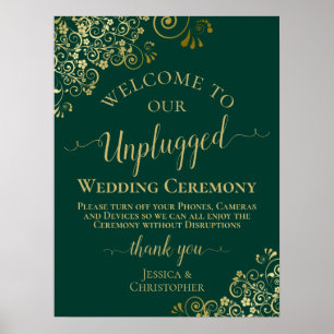 Affiche Élégante cérémonie de Mariage Emerald & Gold Unplu