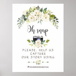 Affiche Élégante crème blanche florale Oh Snap Instagram s