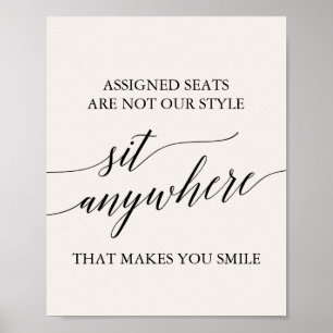 Affiche Élégante crème de calligraphie noire assise en tou