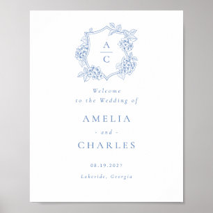 Affiche Élégante Crête d'Hydrangea Florale Mariage Bienven