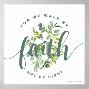 Affiche Elégante Croix Florale Bible chrétienne Verse