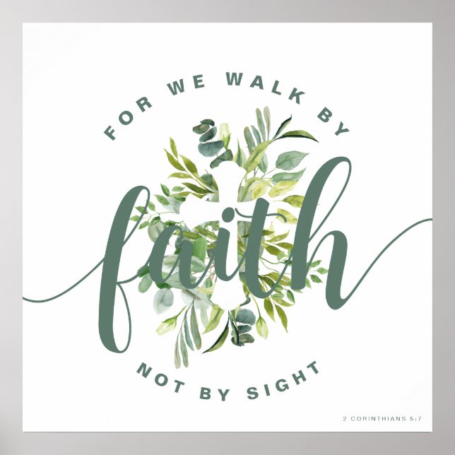 Affiche Elégante Croix Florale Bible chrétienne Verse (Devant)