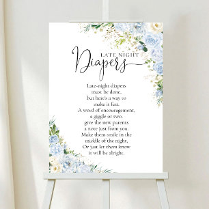 Affiche élégante de baby shower bleu clair