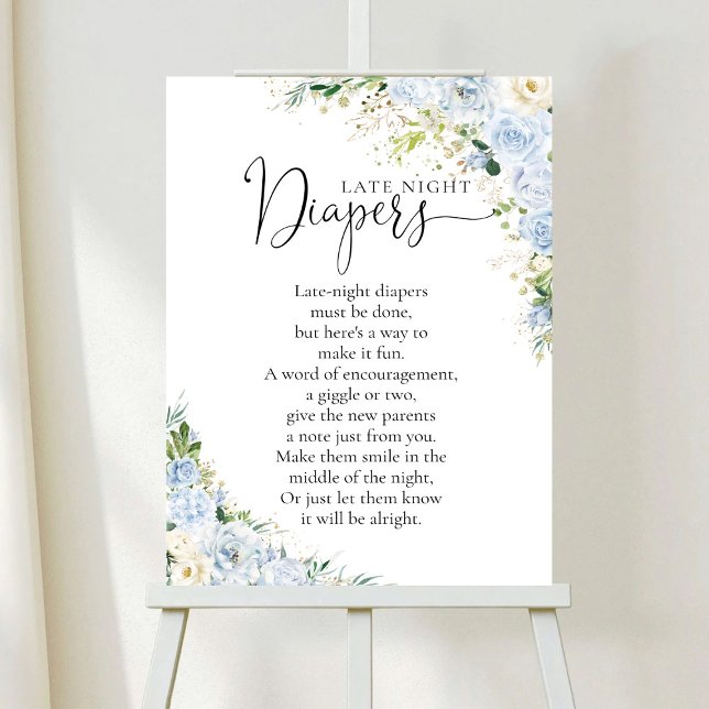 Affiche élégante de baby shower bleu clair (Créateur téléchargé)