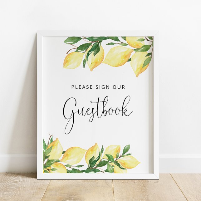 Affiche élégante de livre d'or aux citrons (Créateur téléchargé)