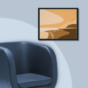 Affiche élégante de l'Orange Art numérique Beach S