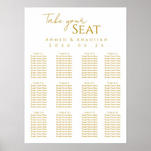 Affiche élégante de plan de table de mariage islam