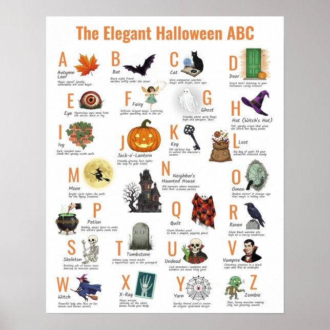 Affiche élégante d'Halloween ABC | Style vintage d (Devant)
