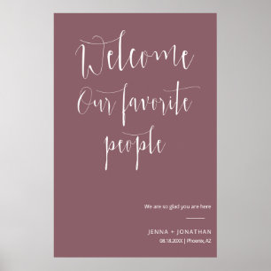 Affiche Élégante Dusty violet Bienvenue Cérémonie Mariage