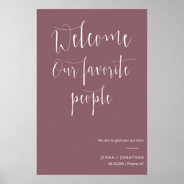 Affiche Élégante Dusty violet Bienvenue Cérémonie Mariage  (Devant)