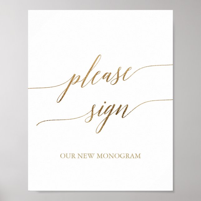 Affiche élégante en calligraphie dorée à signer s' (Devant)