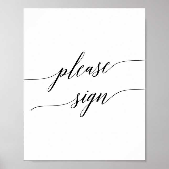Affiche élégante en calligraphie noire, veuillez s (Devant)
