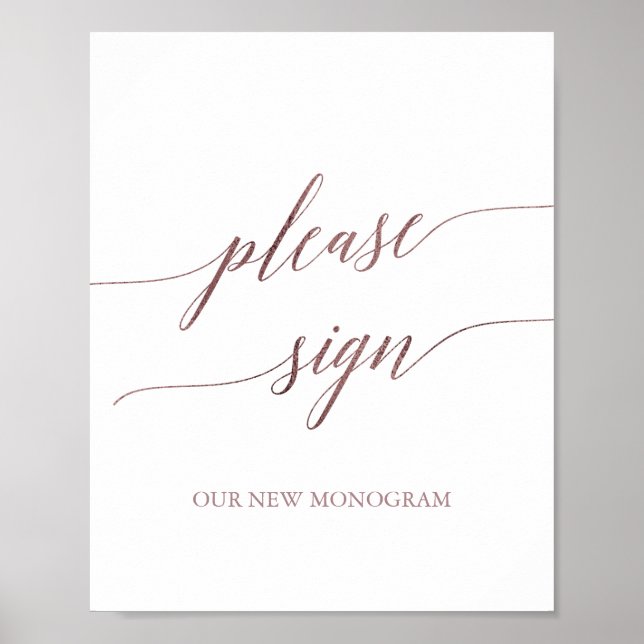 Affiche élégante en calligraphie or rose S'il vous (Devant)
