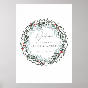 Affiche Elégante enseigne de bienvenue mariage de verdure