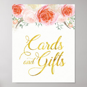 Affiche Élégante enseigne Rose Cartes et Cadeaux (8x10)