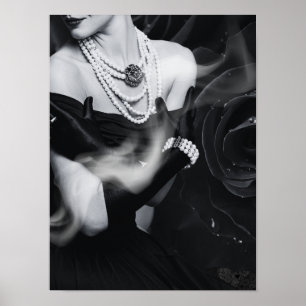 Affiche Élégante femme en noir et blanc