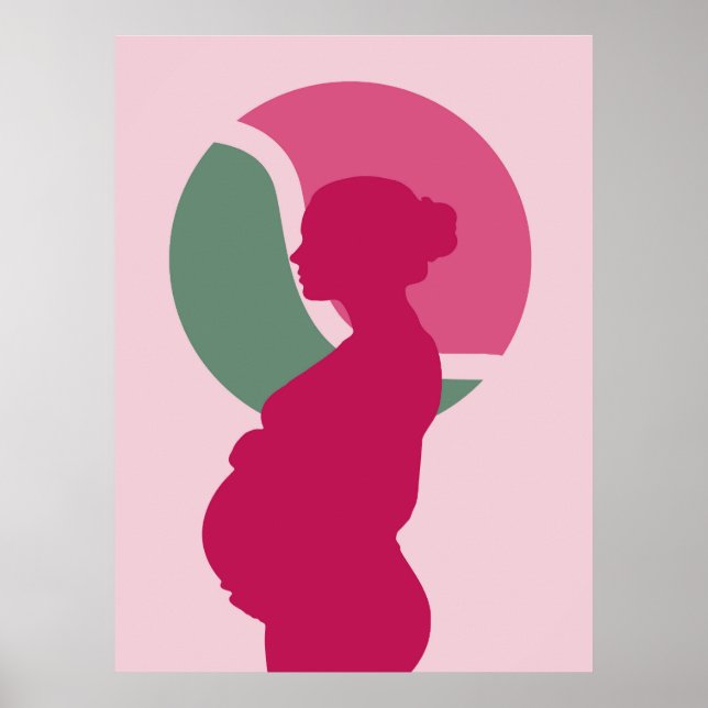Affiche Élégante femme enceinte Silhouette Nursery Wall Ar (Devant)