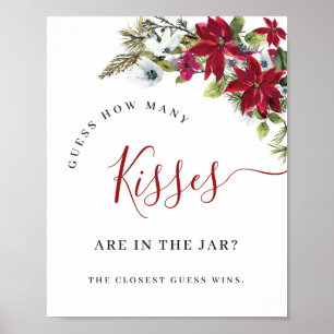 Affiche Élégante Fête de Mariage avec Poinsettia Rouge de 