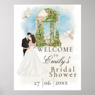 Affiche Élégante Fête de Mariage Mariée & Marié Gazebo