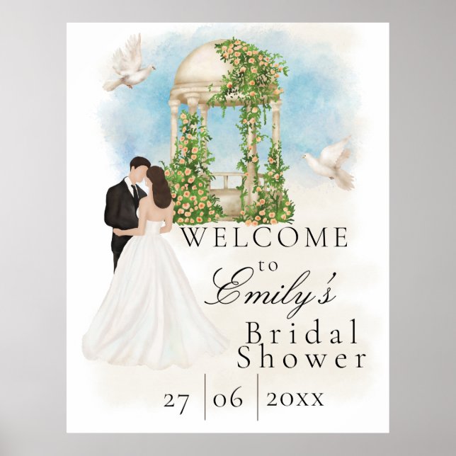 Affiche Élégante Fête de Mariage| Mariée & Marié| Gazebo (Devant)
