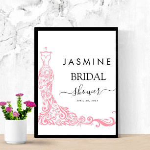 Affiche Elégante Fête des mariées blanche et rose