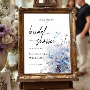 Affiche Elégante Fête des mariées bleu fleurs sauvages acc