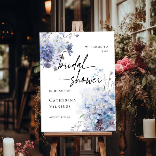 Affiche Elégante Fête des mariées bleu fleurs sauvages acc (Créateur téléchargé)