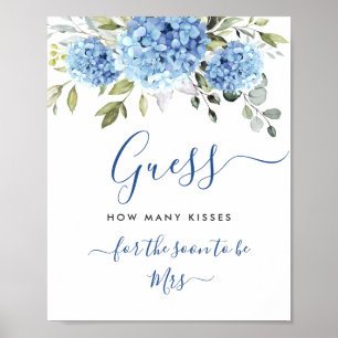 Affiche Elégante Fête des mariées Blue Hydrangea Eucalyptu