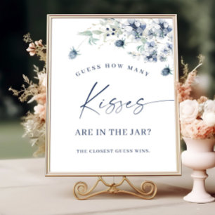 Affiche Elégante Fête des mariées de feuillage bleu Dusty