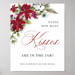 Affiche Élégante Fête des mariées de Noël Rouge Poinsettia