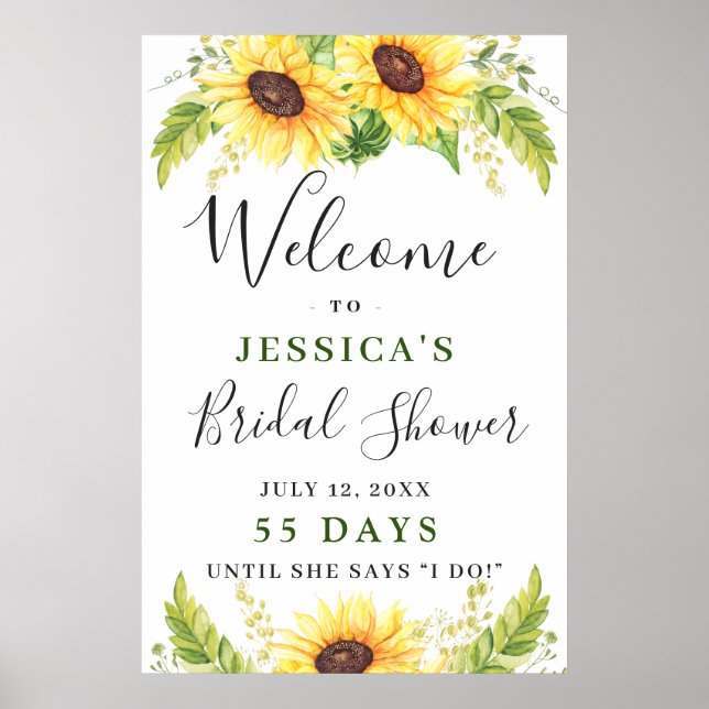 Affiche Elégante Fête des mariées de tournesol Eucalyptus (Devant)