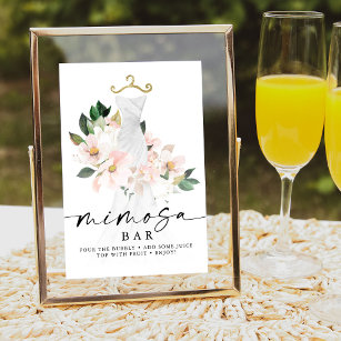 Affiche Élégante Fête des mariées florale Blush Mimosa Bar