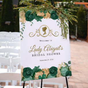 Affiche Elégante Fête des mariées florale verte victorienn