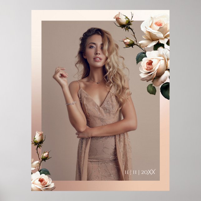 Affiche Elégante Fête des mariées Rose de thé (Devant)