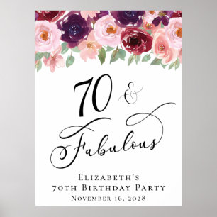 Affiche Elégante fête florale 70e anniversaire