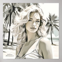 Élégante fille en noir et blanc