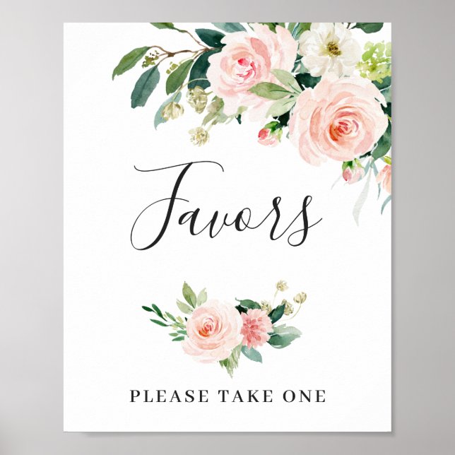 Affiche Élégante Fleurs Roses Bleues Favorisant Mariage Si (Devant)