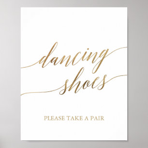 Affiche Élégante Gold Calligraphie Chaussures de danse