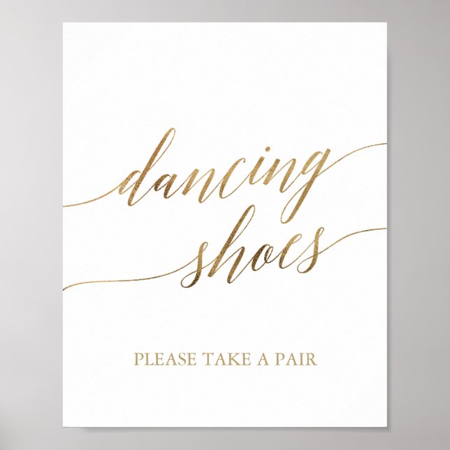 Affiche Élégante Gold Calligraphie Chaussures de danse (Devant)