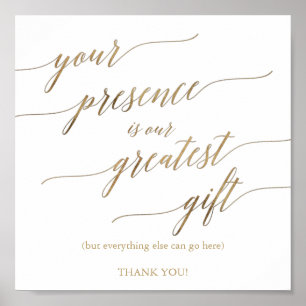 Affiche Élégante Gold Calligraphy Présence est le plus gra
