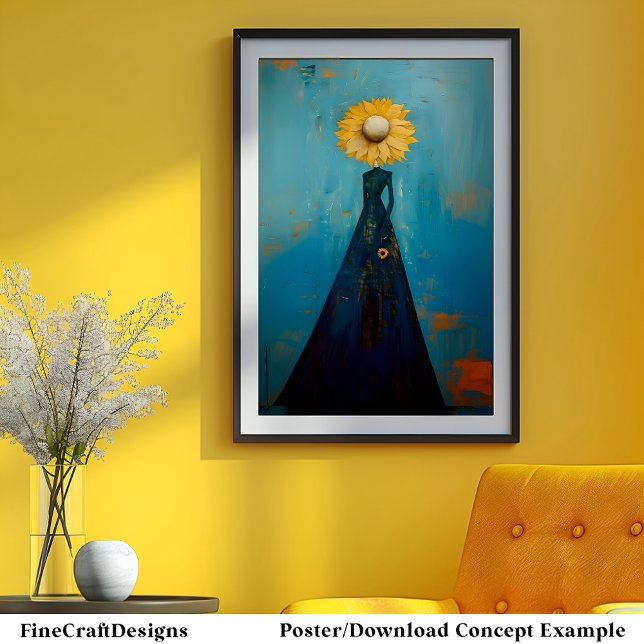 Affiche Élégante Graceful Tall Willowy Sunflower Girl C2L (Créateur téléchargé)