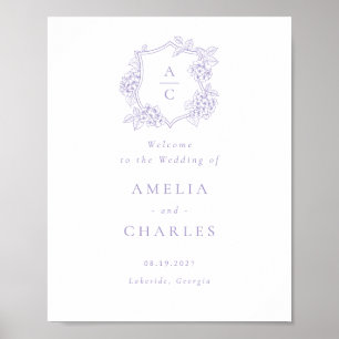 Affiche Élégante Hydrangea Couronne Mariage Bienvenue