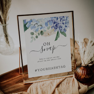 Affiche Élégante Hydrangea Oh Snap Mariage Hashtag
