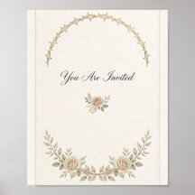 Élégante invitation de mariage Rose beige et Épine
