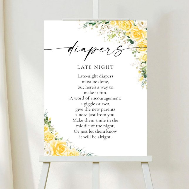 Affiche élégante jaune florale pour Baby Shower (Créateur téléchargé)
