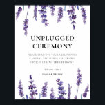 Affiche Élégante lavande florale Cérémonie mariage débranc<br><div class="desc">Signe mariage de cérémonie débranché : une affiche simple pour demander à vos invités de ne pas prendre de photos pendant la cérémonie.</div>