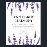 Affiche Élégante lavande florale Cérémonie mariage débranc<br><div class="desc">Signe mariage de cérémonie débranché : une affiche simple pour demander à vos invités de ne pas prendre de photos pendant la cérémonie.</div>