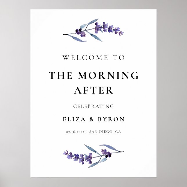 Affiche Elégante lavande Le matin après l'Affiche de bienv (Devant)