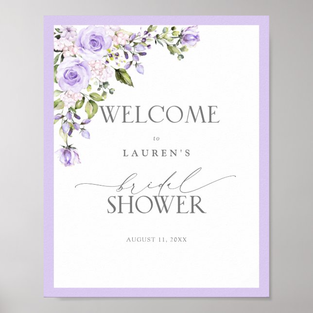 Affiche Elégante Lavande Lilac Lavender Floral Bridal Bien (Devant)