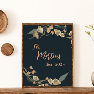 Affiche Elégante Marine Beige Botanique Famille